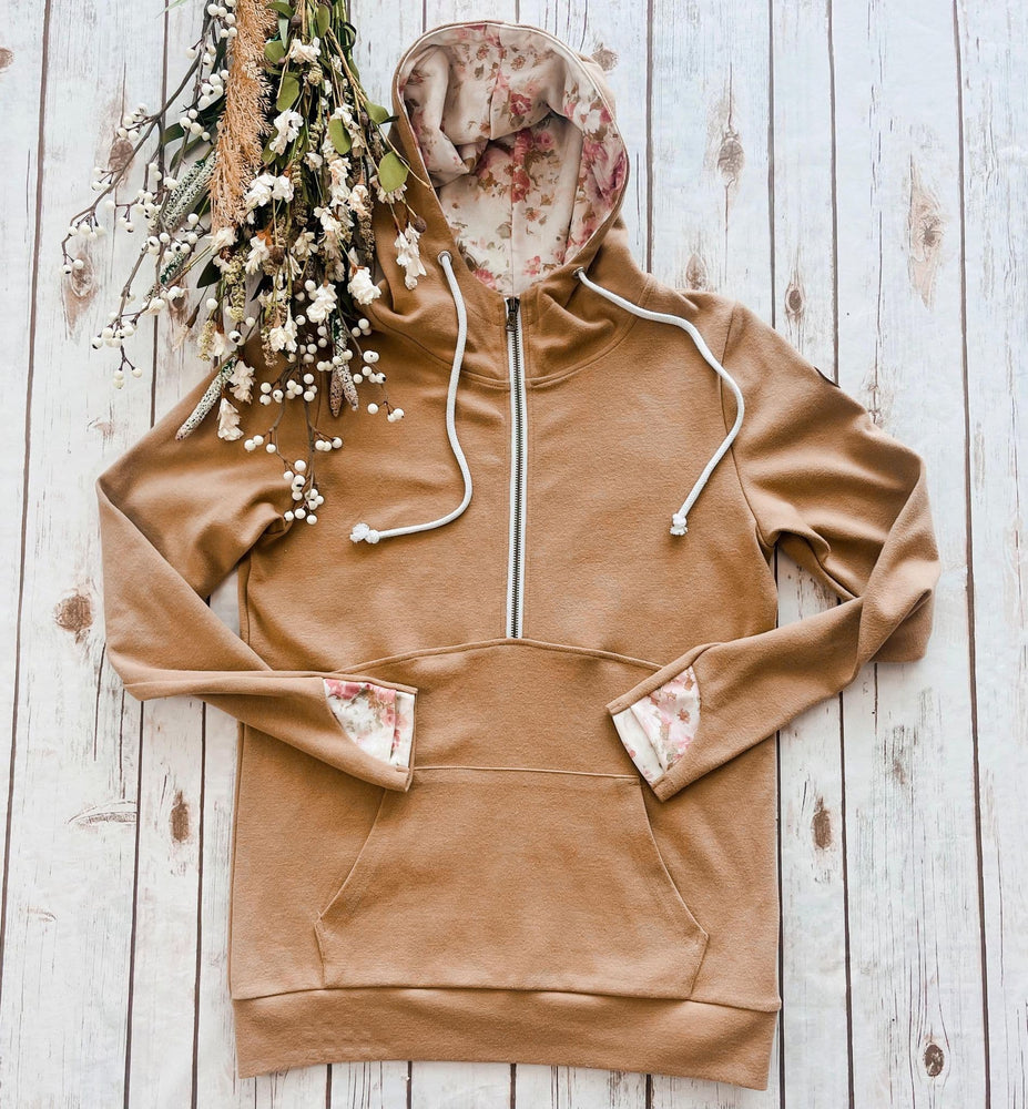 IN STOCK Classic Halfzip Hoodie - Beige Floral