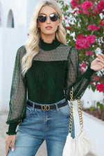 Colors Mesh Long Sleeve Velvet Bodysuit- 3 Colors