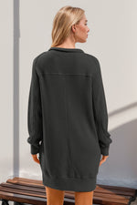 Double Take Waffle Long Sleeve Mini Dress with Pockets
