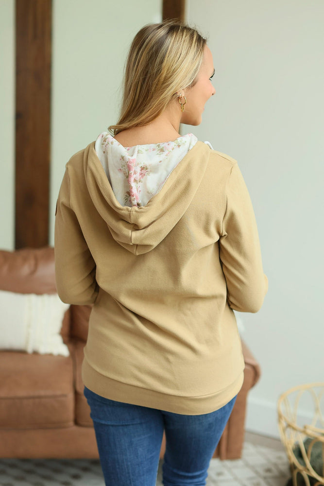 IN STOCK Classic Halfzip Hoodie - Beige Floral