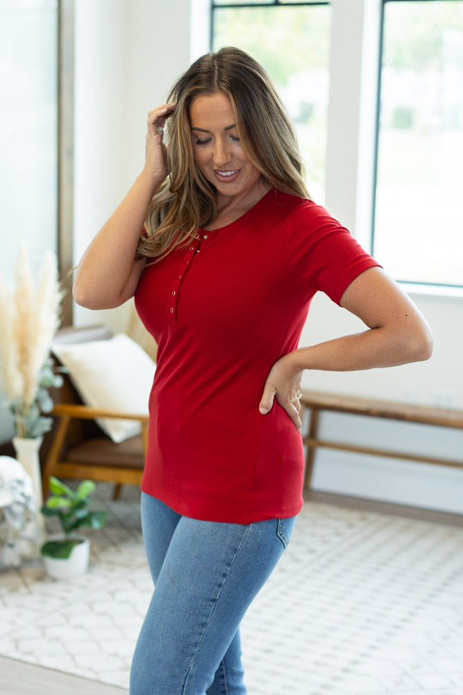 IN STOCK Brinley Button Top - Red