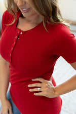 IN STOCK Brinley Button Top - Red