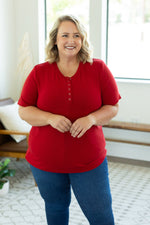 IN STOCK Brinley Button Top - Red