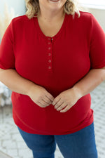 IN STOCK Brinley Button Top - Red
