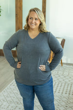 IN STOCK Leah Long Sleeve Top - Charcoal