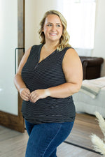 IN STOCK Addison Henley Tank - Black w/White Stripes