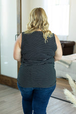 IN STOCK Addison Henley Tank - Black w/White Stripes