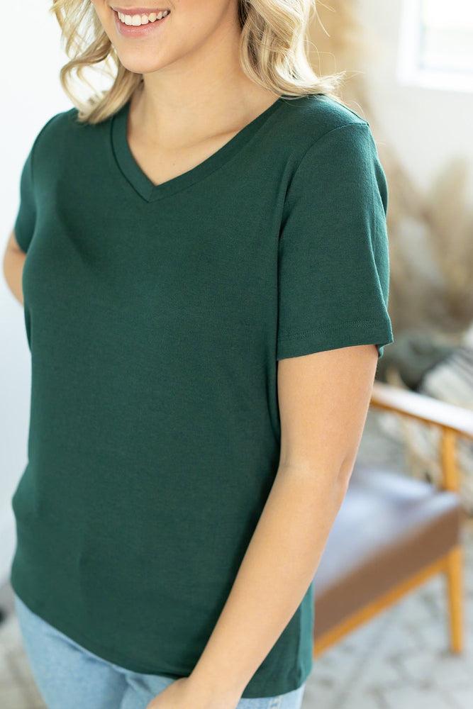 IN STOCK Skylar Short Sleeve Top - Evergreen