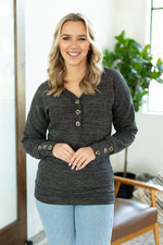 IN STOCK Brittney Button Sweater - Charcoal