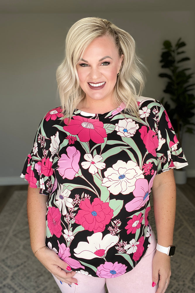 Floral First Ruffle Sleeve Top