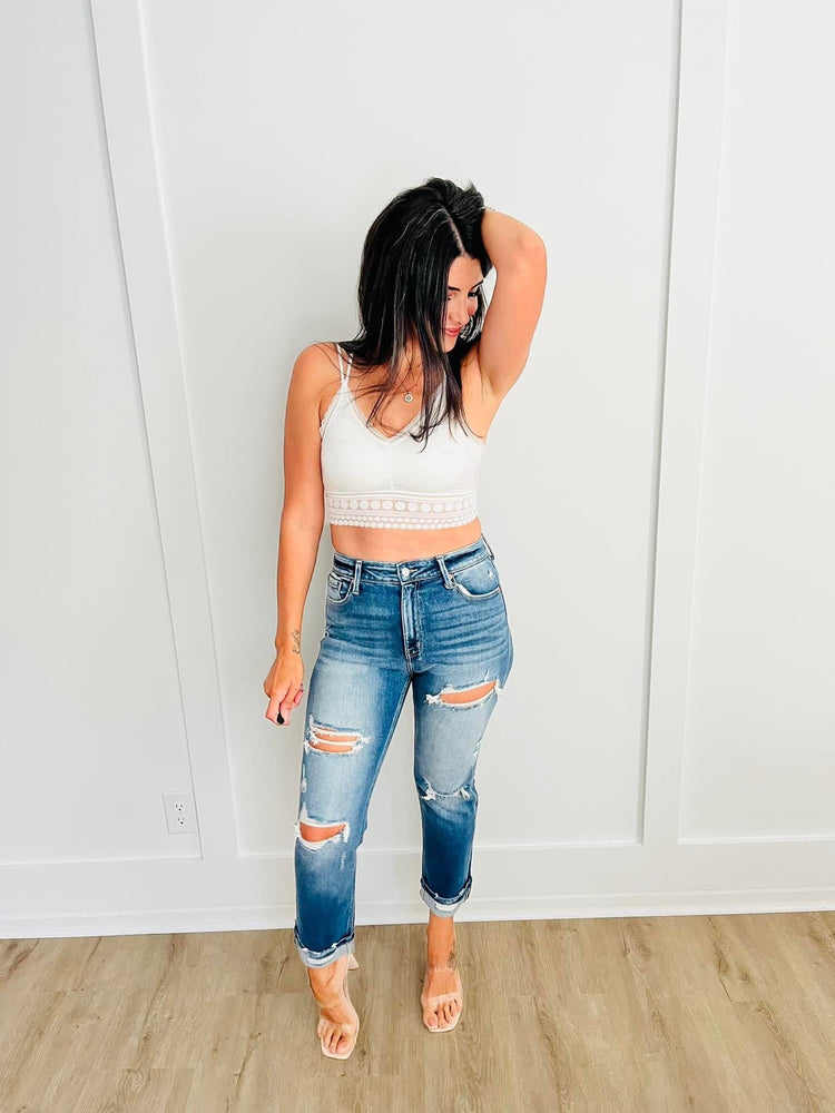 Belinda High Rise Distressed Straight Jeans