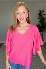 Forever Fine V-Neck Flounce Sleeve Blouse