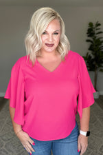 Forever Fine V-Neck Flounce Sleeve Blouse