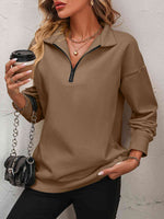 Reg + Plus Zip-Up Dropped Shoulder Sweatshirt