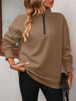 Reg + Plus Zip-Up Dropped Shoulder Sweatshirt