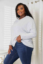 Double Take Seam Detail Round Neck Long Sleeve Top- two colors