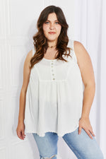 Sweet Lovely by Jen Hydrangea Full Size Lace Trim Tank in Ivory