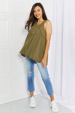 Sweet Lovely by Jen Hydrangea Full Size Lace Trim Tank in Dusty Sage