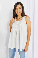 Sweet Lovely by Jen Hydrangea Full Size Lace Trim Tank in Ivory
