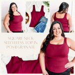 Square Neck Sleeveless Top In Pomegranate