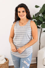 IN STOCK Tiffany Tank - Grey with White Stripes