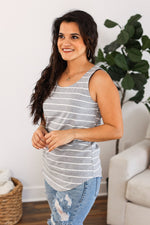 IN STOCK Tiffany Tank - Grey with White Stripes