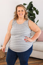 IN STOCK Tiffany Tank - Grey with White Stripes