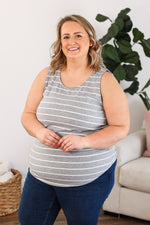 IN STOCK Tiffany Tank - Grey with White Stripes