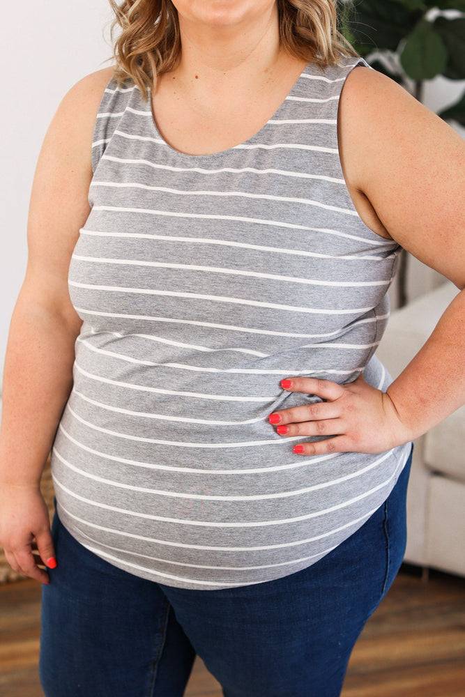 IN STOCK Tiffany Tank - Grey with White Stripes