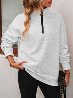 Reg + Plus Zip-Up Dropped Shoulder Sweatshirt