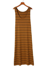 Striped Reversible Maxi Tank Dress With Side Slits