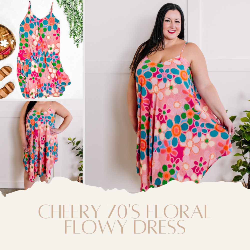 Cheery 70's Floral Flowy Dress