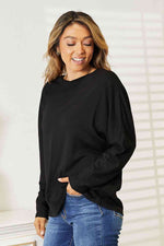Double Take Seam Detail Round Neck Long Sleeve Top- two colors