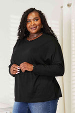 Double Take Seam Detail Round Neck Long Sleeve Top- two colors