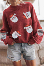Reg + Plus Sequin Santa Patch Round Neck Sweatshirt