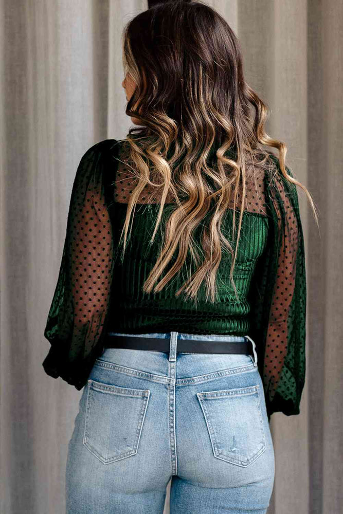 Colors Mesh Long Sleeve Velvet Bodysuit- 3 Colors