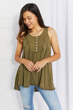 Sweet Lovely by Jen Hydrangea Full Size Lace Trim Tank in Dusty Sage