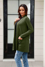 5 colors, Reg + Plus, Basic Bae Full Size Open Front Long Sleeve Cardigan with Pockets