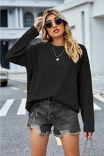 4 Colors Round Neck Dropped Shoulder Sweater