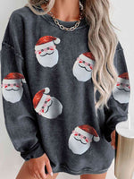 Reg + Plus Sequin Santa Patch Ribbed Sweatshirt