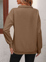 Reg + Plus Zip-Up Dropped Shoulder Sweatshirt