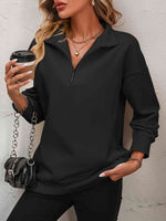 Reg + Plus Zip-Up Dropped Shoulder Sweatshirt