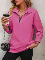 Reg + Plus Zip-Up Dropped Shoulder Sweatshirt