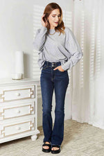 Double Take Seam Detail Round Neck Long Sleeve Top- two colors