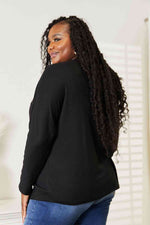 Double Take Seam Detail Round Neck Long Sleeve Top- two colors
