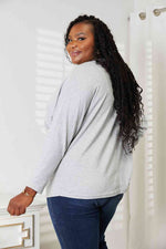 Double Take Seam Detail Round Neck Long Sleeve Top- two colors