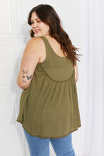 Sweet Lovely by Jen Hydrangea Full Size Lace Trim Tank in Dusty Sage