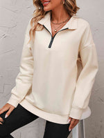 Reg + Plus Zip-Up Dropped Shoulder Sweatshirt
