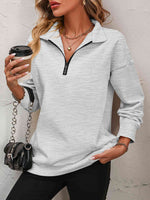 Reg + Plus Zip-Up Dropped Shoulder Sweatshirt