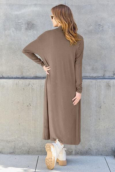 5 colors, Reg + Plus, Basic Bae Full Size Open Front Long Sleeve Cover Up